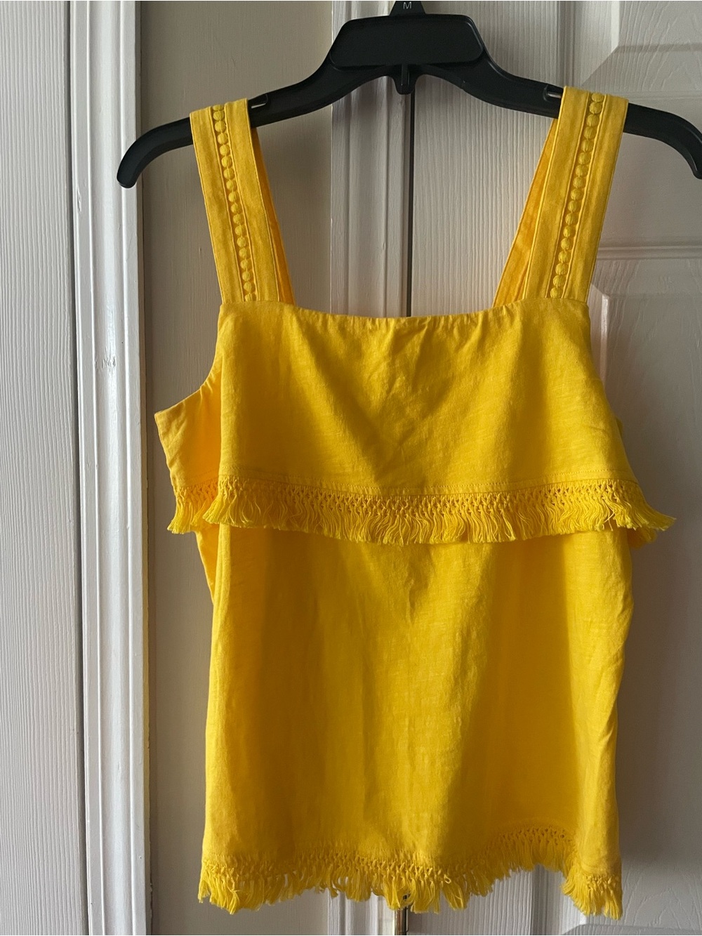 J. Crew Bright Yellow Sleeveless Top with Fringe Hem